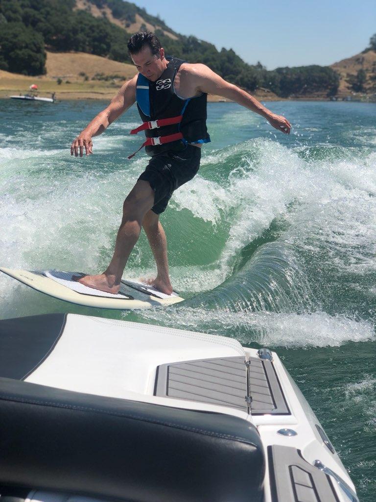 Wakesurfing on a Sonoma County lake